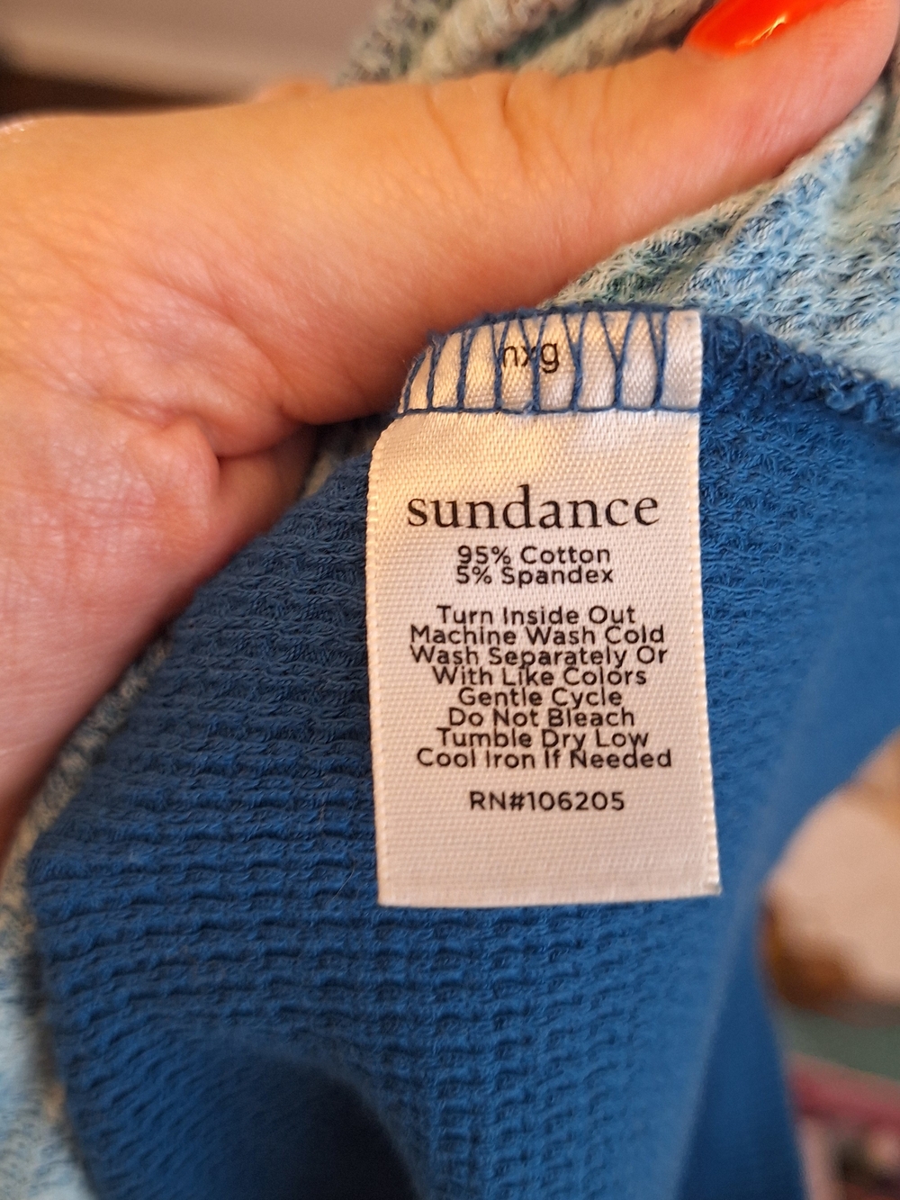 Sundance Blue Floral Long-Sleeve Thermal Top Size Medium - Picture 8 of 11